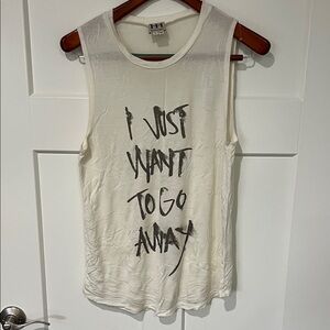 NWOT Haute Hippie White Graphic Tank Top Sz M
